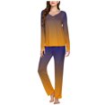 thumbnail image 2 of Timegard Ensembles de Pyjamas pour Femmes 2 Pcs Confortables Couleur Dégradée Manches Longues Col en V Haut et Pantalon Tenues de Pjs, 2 of 5