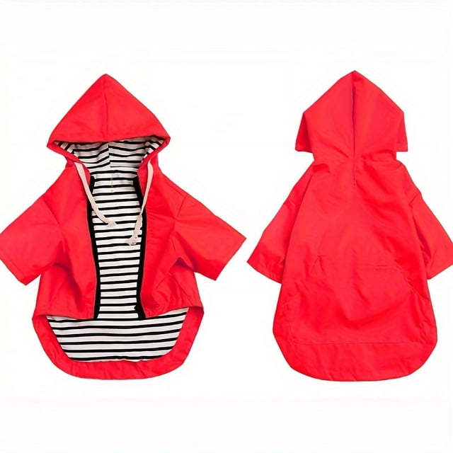 CNKOO Waterproof Dog Raincoat with Reflective Buttons Adjustable Hood Detachable Rainproof Dog Clothes for Rainy Days