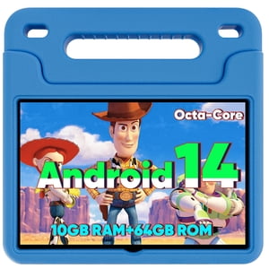 WXUNJA Kids Tablet, Android 14 Tablet for Kids 10.1 inch, 2024 Toddler Tablet Octa-Core 64GB 1TB Expandable,Children's Tablet with Case, Support Parental C