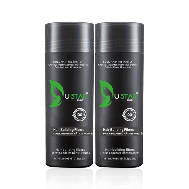 2 Pack - Ustar Hair Building Fiber Dark Brown 0.97 oz/27.5 g