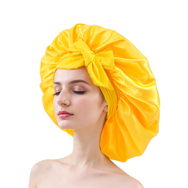 Decodeary Satin Ribbon Round Hat Versatile Life Helper Comfortable And Breathable yellow