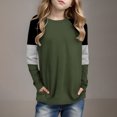 thumbnail image 2 of Posijego T-Shirts à Rayures à Manches Longues pour Filles, Hauts Tuniques à Blocs de Couleur à Col Rond pour Enfants, T-Shirts de Printemps, Taille 4-14 Ans, 2 of 6