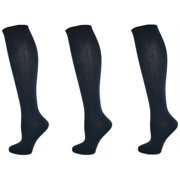 Sierra Socks Girl's School Uniform Knee High 3 pair Pack Cotton Socks G7200 (M/Shoe Size 12-3, Navy)