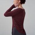 thumbnail image 5 of Timegard Workout Tops for Women Scoop Neck Long Sleeve Crop Tops Irregularly Athletic Running Tee Shirts, 5 of 5