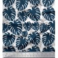 thumbnail image 1 of Soimoi White polyester Crepe Fabric Monstera Leaves Decor Fabric Printed Yard 52 Inch Wide, 1 of 3