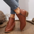 thumbnail image 3 of LOVZFMLL Boots for Women Ankle Chelsea Boots Side Zipper Pointy Toe Slip Resistant Low Block Heel Leather Fall Winter Fashion, 3 of 8