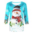 thumbnail image 5 of Jienlioq Hauts Grande Taille pour Femmes Mode T-Shirt Décontracté de Noël pour Femmes à Imprimé Col Rond Manches 3/4 Haut Blouse Rabais, 5 of 5