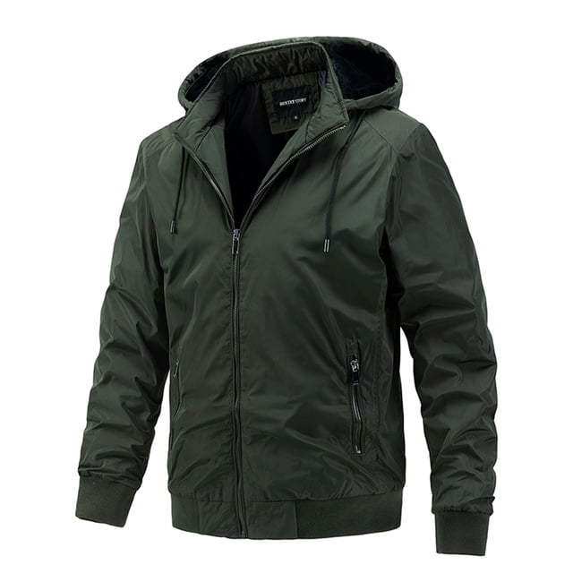IROINNID Veste Extérieure pour Hommes Offres Ample Tactique Zip Imperméable Coupe-Vent Randonnée Veste à Capuche, Vert Olive