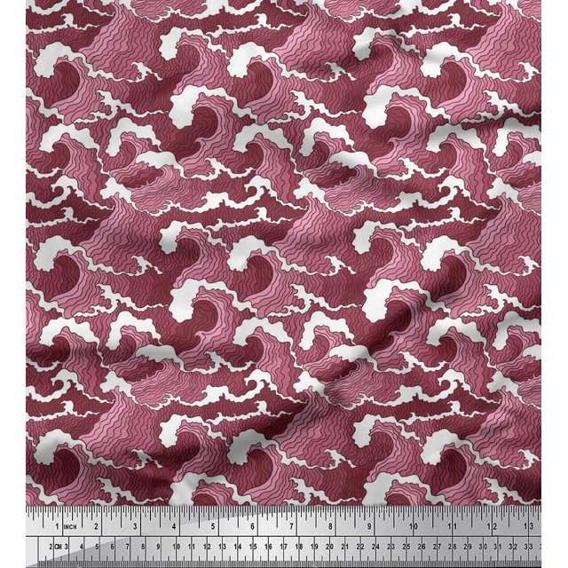 Soimoi Viscose Chiffon Fabric Waves Shirting Print Fabric by The Yard 42 Inch Wide