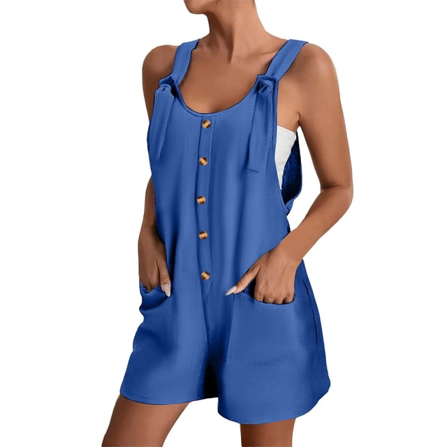 SHIXIAOO Short Rompers for Women Summer Casual Button Rompers Overalls Jumpsuit Shorts Button Rompers Convertible Jumpsuits for Women Jumpsuits for Women for Summer