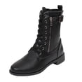thumbnail image 2 of Styesk Bottes pour Femmes Bottes pour Femmes Mode Décontractée Bout Rond Mi-Mollet Couleur Unie Style Printemps et Automne Bottes à Fermeture Éclair Latérale Bottes de Travail pour Femmes, 2 of 7