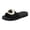 Black, variant on Women's Slide Sandals Wide Width Open Toe Slip On Low Platform Sandals Non Slip Woven Summer Slippers White Size 6
