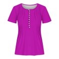 thumbnail image 4 of Timegard Hauts d'Été pour Femmes Grande Taille Plissés à Encolure en V Échancrée à Manches Courtes T-Shirts Confortables Tunique Décontractée, 4 of 4