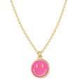 thumbnail image 1 of Smiley Face Colliers Émail Collier Visage Heureux Collier Rose Collier Preppy pour Femmes Filles - Rouge Rose,une Seule Couche, 1 of 4