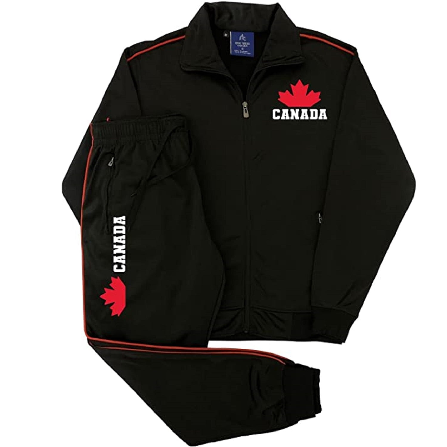 Men's Canada Print Designer Heritage Tracksuit With Track Jacket & Jogger Trackpants