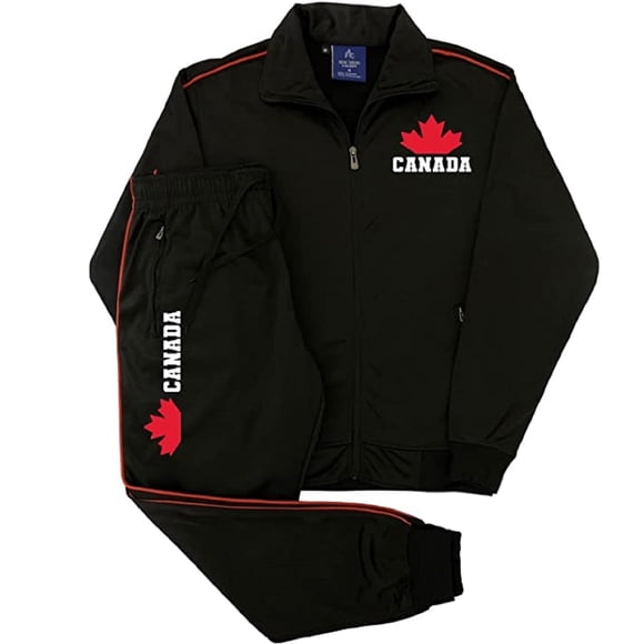 Survêtement Patrimonial pour Hommes à Imprimé Canada avec Veste de Survêtement et Pantalon de Jogging