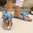 thumbnail image 3 of IUJSOY Bow Flat Sandals for Women Dressy Square Open Toe Sandals Comfortable Slip on Slide Sandals, 3 of 5