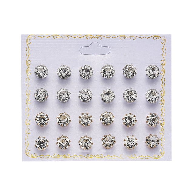 TIMIFIS Earrings New Paper Card Zircon Earrings All-match 12 Pairs Of Pearl Card Earrings Female - Summer