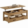 thumbnail image 2 of GUNAITO Lift Top Coffee Table with 2 Drawers, Wooden Coffee Table with Storage Cabinet and Hidden Compartments for Living Room, light brown, Rectangle, 2 of 8