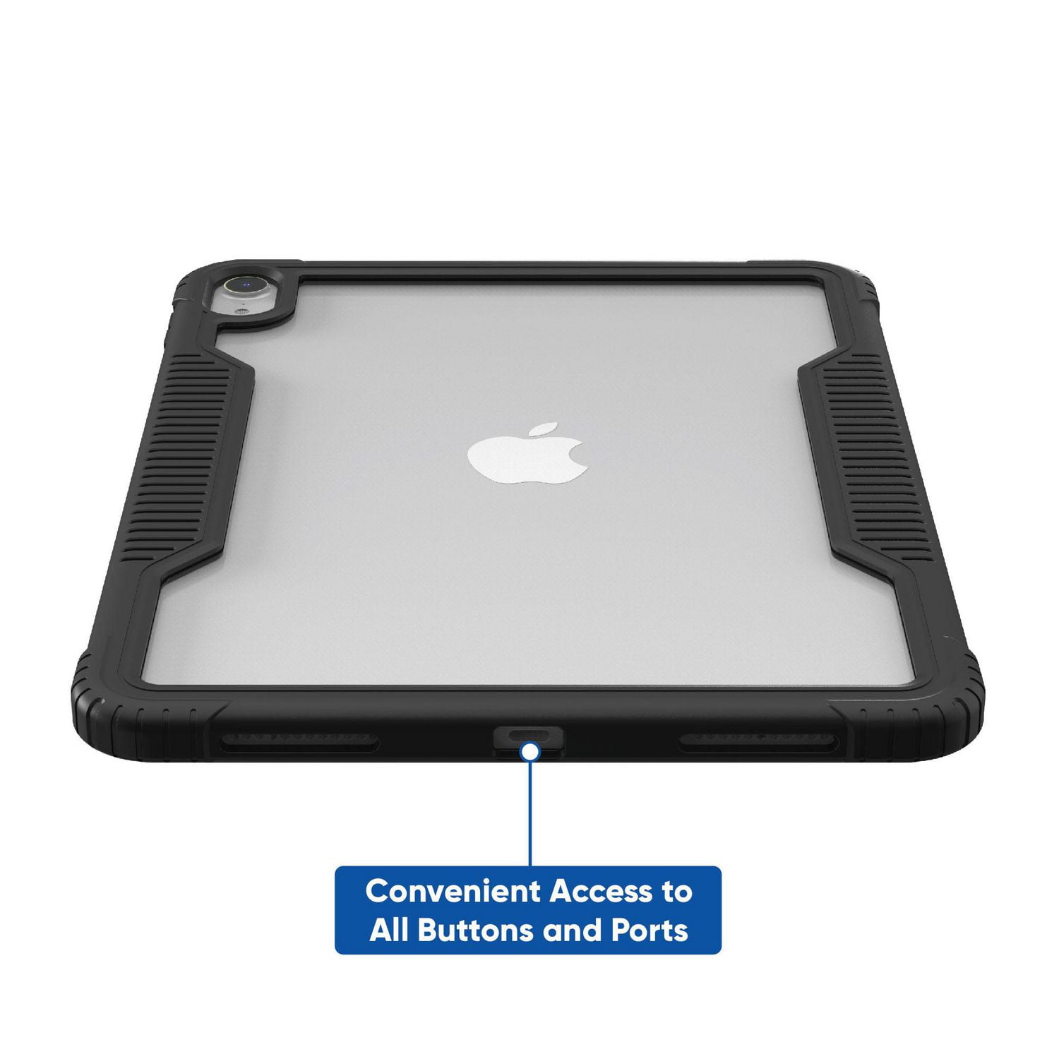 Onn. Slim Rugged Tablet Case for iPad (A16), iPad (10th generation) - Black/Clear