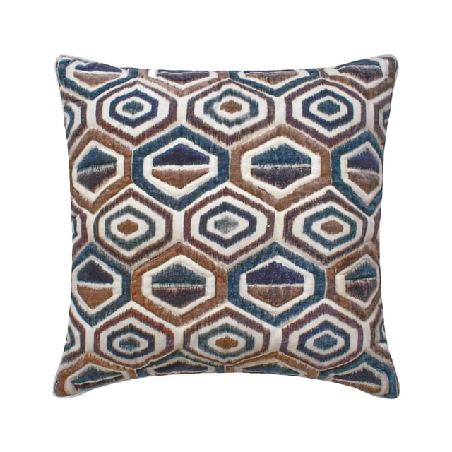 The HomeCentric Decorative Brown 16"x16" (40x40 cm) Pillow Covers, Velvet Pattern Throw Pillows For Sofa, Geometric Pattern Modern Style - Half Tone