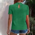 thumbnail image 4 of hotojiny Spring Tops for Women Solid Color Crew Neck Loose Blouse Lightweight Textured Puff Short Sleeve Back Keyhole Shirt Beach Vacation Clothes for Women, 4 of 7