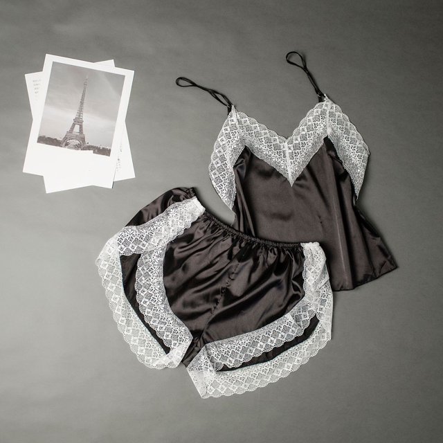 LSLJS 2PC Women Sexy Lace Patchwork Solid Lingerie Nightwear Underwear Robe Set Sleepwear, Lingerie Sets