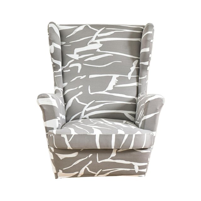 Abbracc Nonslip Wingback Chair Cover Washable Modern Reusable 1 Seater Polyester Stretch Light Grey
