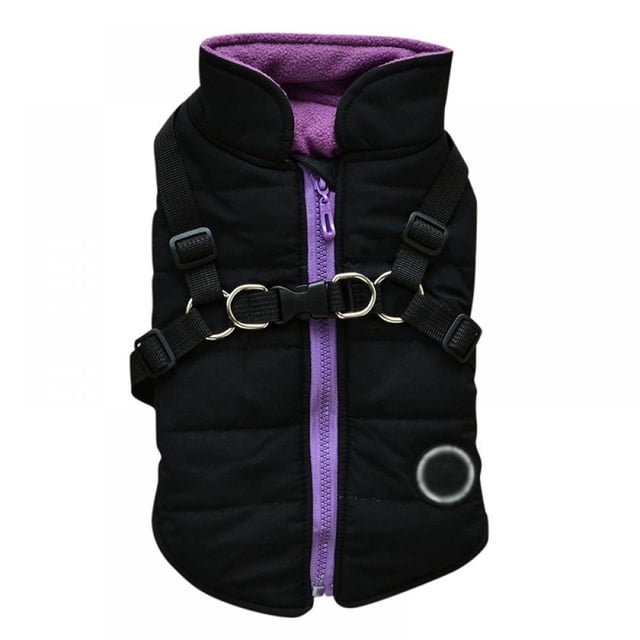 MesaSe Pet Printed Cold Weather Coat Harness Pet Winter Warm 2 In 1 Outfit Padded Jacket For Small Puppy Dogs