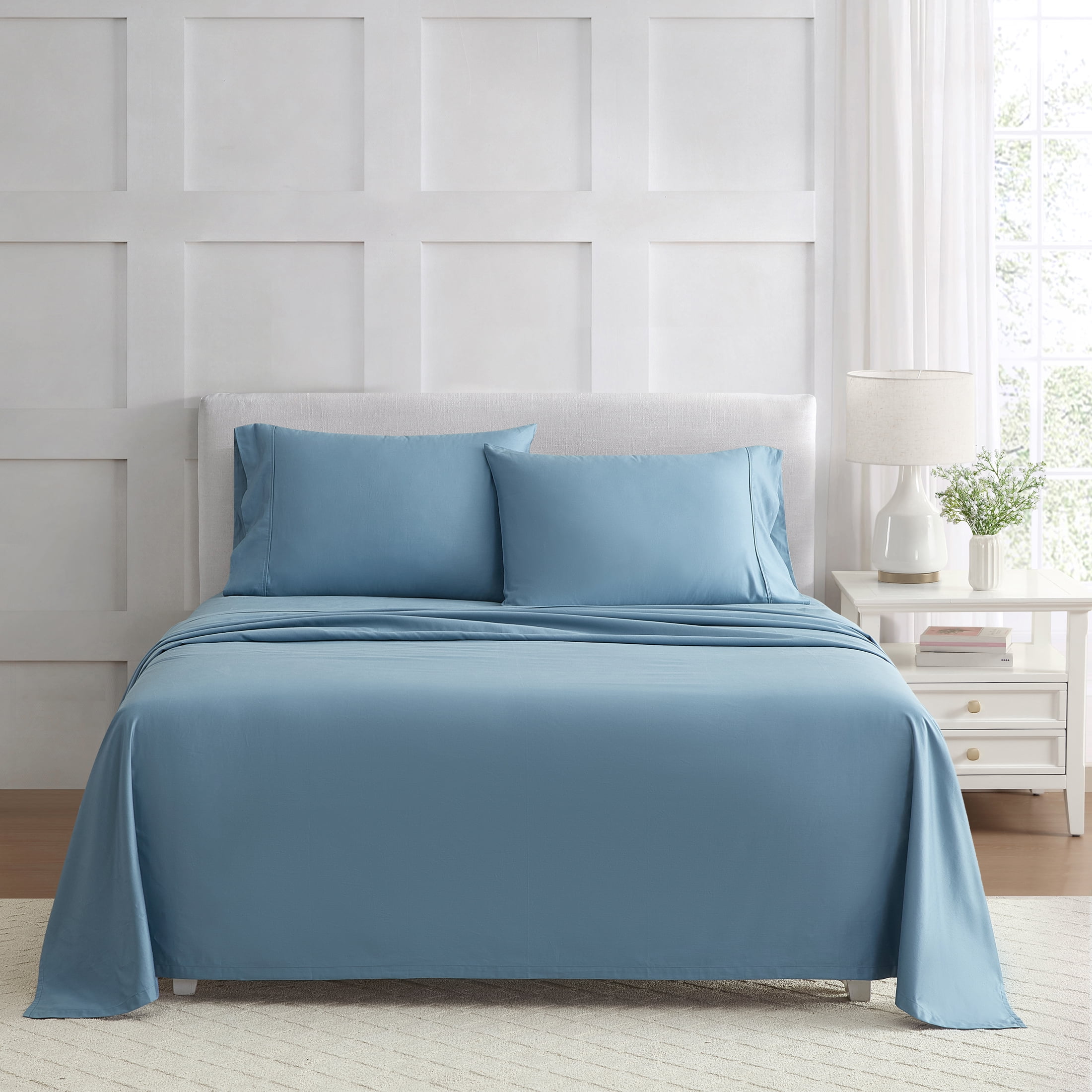 Martha Stewart Everyday Pima Cotton 600 Thread Count Blue Sheet Set Queen