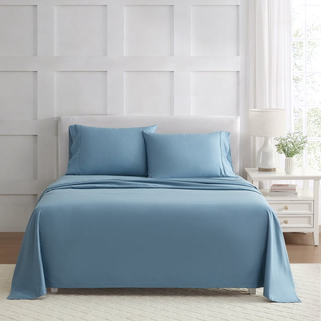 Martha Stewart Everyday Pima Cotton 600 Thread Count Blue Sheet Set, Double