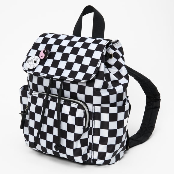 Claire's Petit Sac à Dos Sac à Main pour Filles - Accessoire de Mode Amusant et Funky Mini Sacs à Dos pour Enfants Petite Fille, Préados et Ados - à Carreaux Noir et Blanc 12x1x10