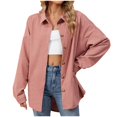thumbnail image 2 of RXIRUCGD Mode Femme Couleur Unie Manches Longues Col à Revers, Rose, Taille : 2TG, 2 of 8