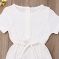 thumbnail image 3 of Sylvamorning Infant Baby Romper Solid Color Short Sleeve Elastic Waist Jumpsuit, 3 of 7