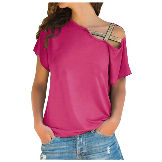 Birdeem Womens Spring and Summer Solid Breast-Feeding Pregnant Woman Casual Shoulder Cross Irregularity Blouse