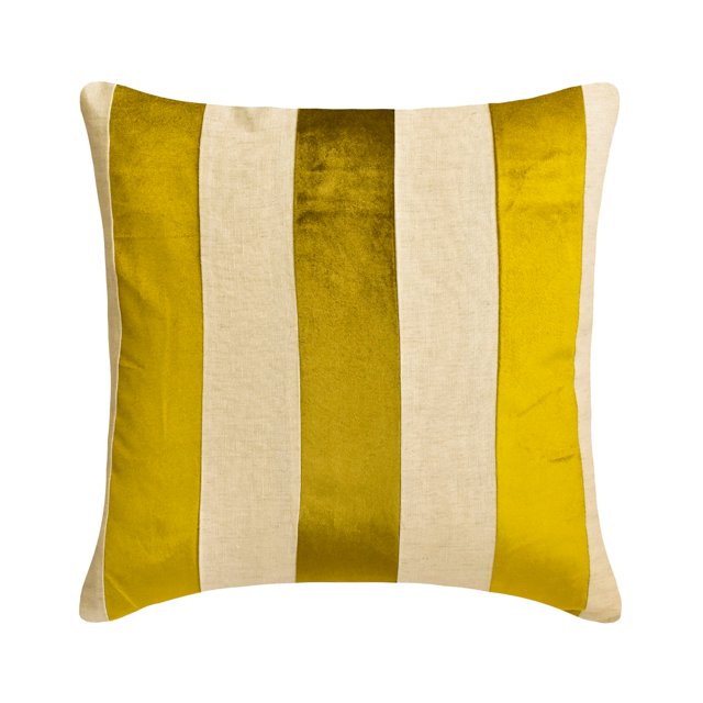 Throw Pillow Case, Chartreuse Green 24"x24" (60x60 cm) Pillow Cases, Velvet Patchwork Throw Pillows For Sofa, Striped Pattern Modern Style - Velvet Band Chartreuse