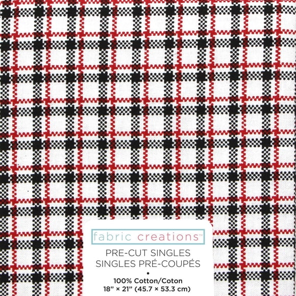 FABRIC CREATIONS Red & Black Plaid Fat Quarter 45.7 × 53.3 cm (18 × 21 in), 18x21
