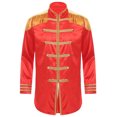 thumbnail image 4 of iiniim Mens 60s Hipper Costume High Slit Gold Trim Add Accessories Sergeant Icon Hippy Fancy Dress Up Red M, 4 of 6