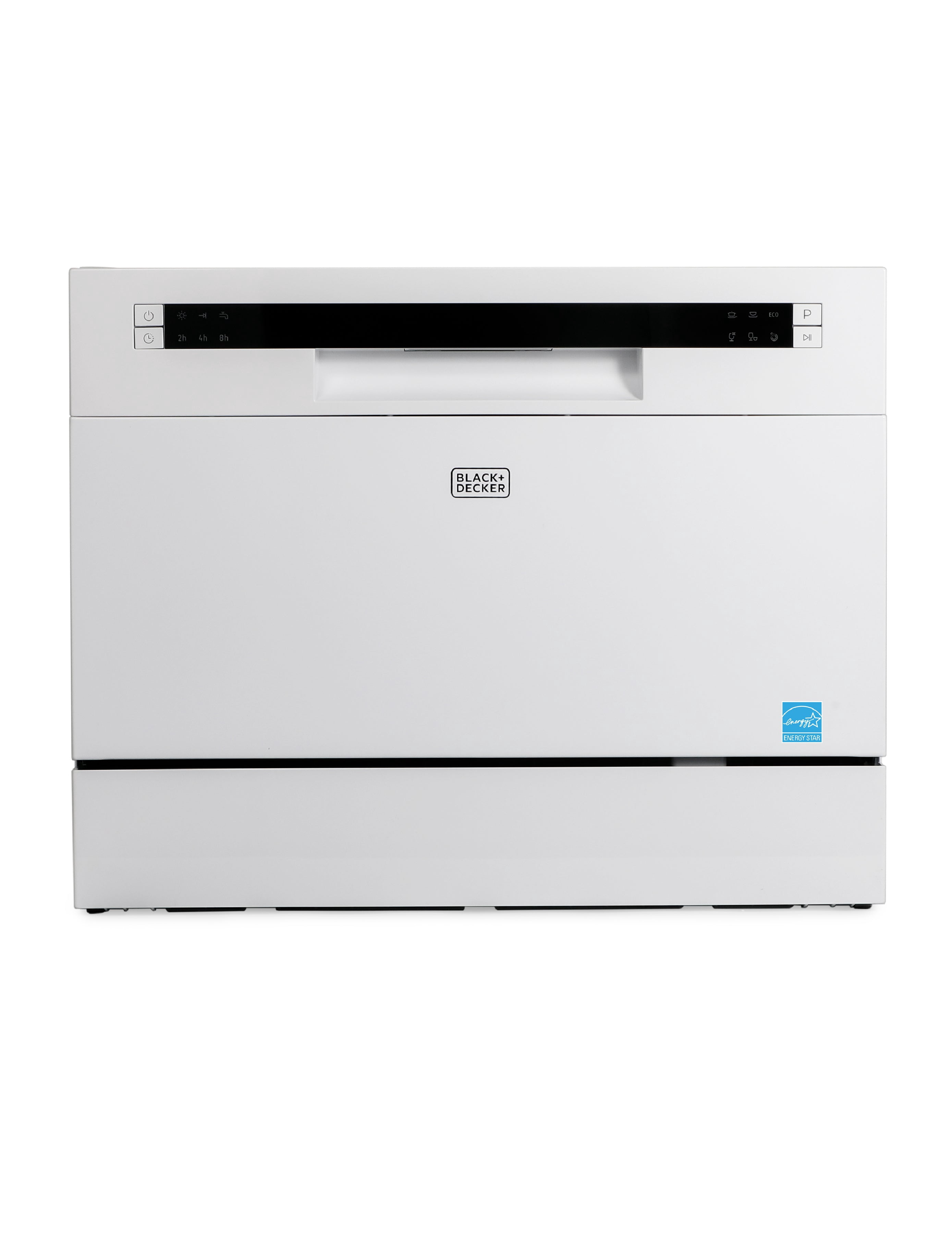 BLACK+DECKER Countertop Dishwasher, 6 Wash Programs, 6-Place Setting Capacity, Stainless Steel Interior, ENERGY STAR Certified, BCD6SD, White