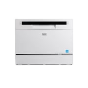 BLACK+DECKER Countertop Dishwasher, 6 Wash Programs, 6-Place Setting Capacity, Stainless Steel Interior, ENERGY STAR Certified, BCD6SD, White