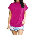 thumbnail image 1 of AMERTEER Blouse Décontractée en Coton à Manches Courtes et Col Roulé pour Femmes, Grande Taille, 1 of 4