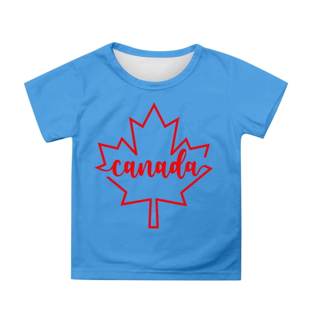 GDREDA Canada T-Shirts Imprimé Drapeau Filles T-Shirt à Manches Courtes Été Col Rond T-Shirt Coupe Décontractée T-Shirts Basiques