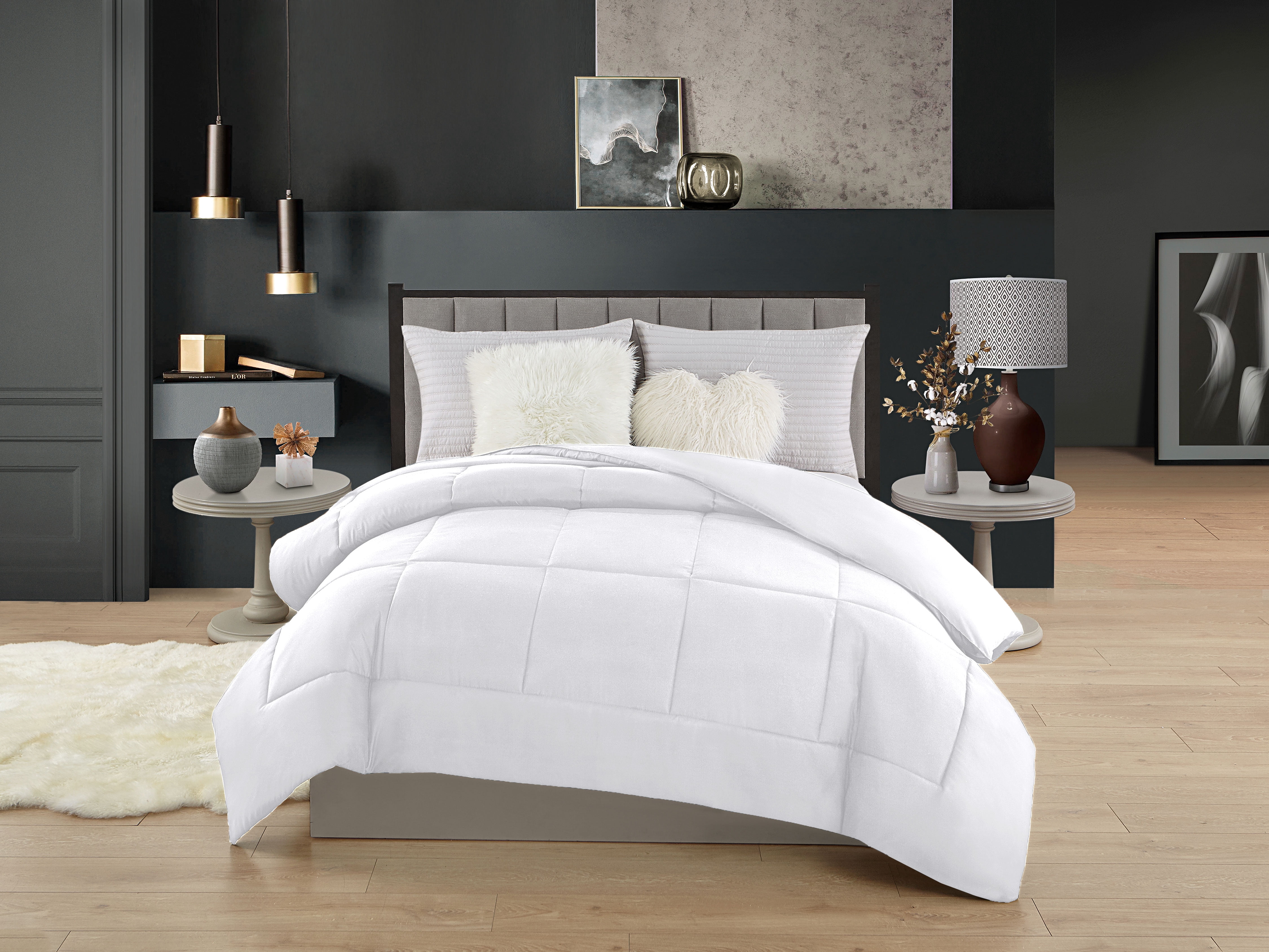 Couette Synthétique à Garnissage Lourd Swift Home, Literie Ultra Douce Toutes Saisons Hypoallergénique, Grand Lit/Double, Blanc