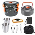 thumbnail image 2 of 11PCS Camping Cookware Mess And with Kettle Stainless Steel Cups Lightweight for Hiking Backpacking Picnic Orange, 2 of 8