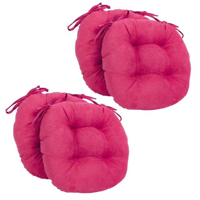 Coussins de Chaise Ronds Capitonnés en Microsuède Uni de 16 Po (Ensemble de 4)