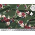 thumbnail image 3 of Soimoi Green Rayon Fabric Ranunculus & Penoy Floral Print Printed Fabric 1 Yard 58 Inch Wide, 3 of 3