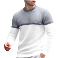 thumbnail image 1 of CEHVOM Men Casual Patchwork Round Neck Pullover Long Sleeve Blouse Sales, 1 of 7