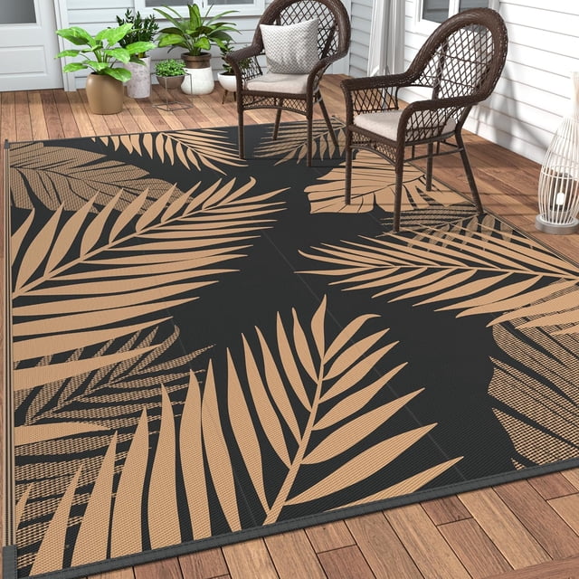 Outdoor Rug for Patios Reversible Outdoor Plastic Straw Camping Rug Carpet Large Area Rugs Mats for RV Camper Deck Balcony Porch Backyard Beach Picnic. Leaf