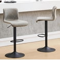 thumbnail image 3 of Bar Stools Set of 4, Height Adjustable Swivel Barstools, Bar Chairs with Backs & Metal Footrest for Home Kitchen, Barstools for Kitchen Dining Reception, PU Leather, Gray, 3 of 6