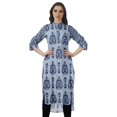 thumbnail image 1 of Moomaya Kurti Tunique Imprimée à Col Mandarin Longueur Genou pour Femmes Vêtements Porter, 1 of 6